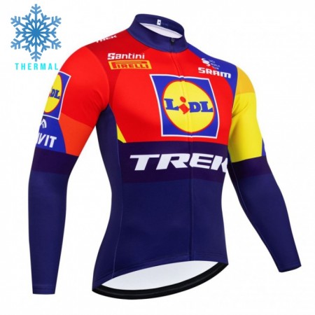 Wielershirt 2025 Lidl-Trek Lange Mouw Winter Thermal Fleece Blauw